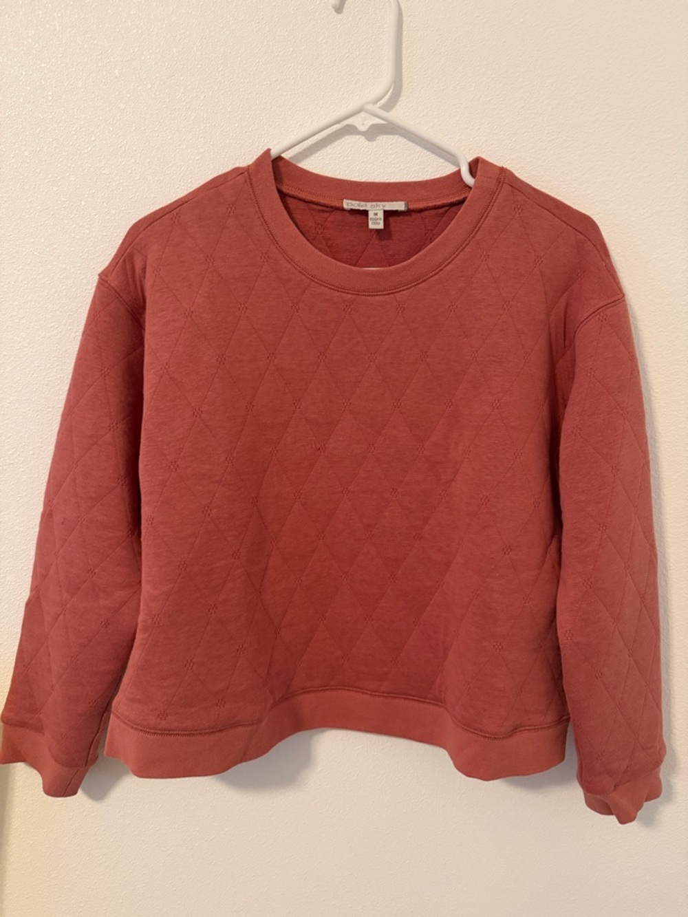 Pale Sky Quilted Crewneck Sweatshirt in Dusty Rose